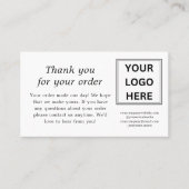 Merci Blanc Pour Votre Commande | Cartes de logo (Devant)