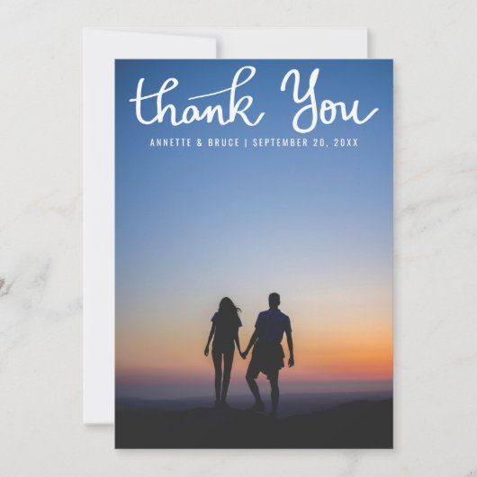 Merci blanc Typographie Script Mariage photo (Devant)