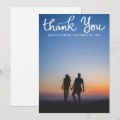 Merci blanc Typographie Script Mariage photo (Devant / Derrière)