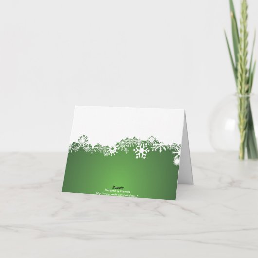Merci blanc vert de mariage d'hiver de flocon de (Dos)