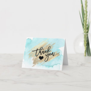 MERCI Bleu Bleu Brush Coeur Aquarelle