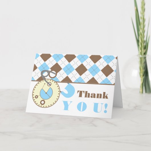 Merci bleu de baby shower - Pin de couche-culotte (Devant)