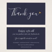 Merci Bleu Marine Pour Carte De Réduction (Devant & derrière)