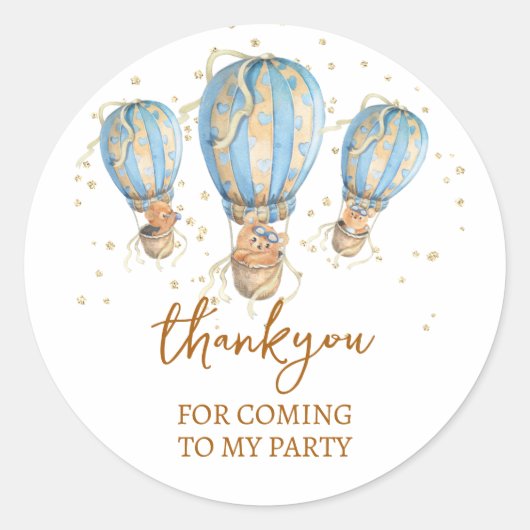 Merci bleu pour Sticker rond classique à venir (Devant)