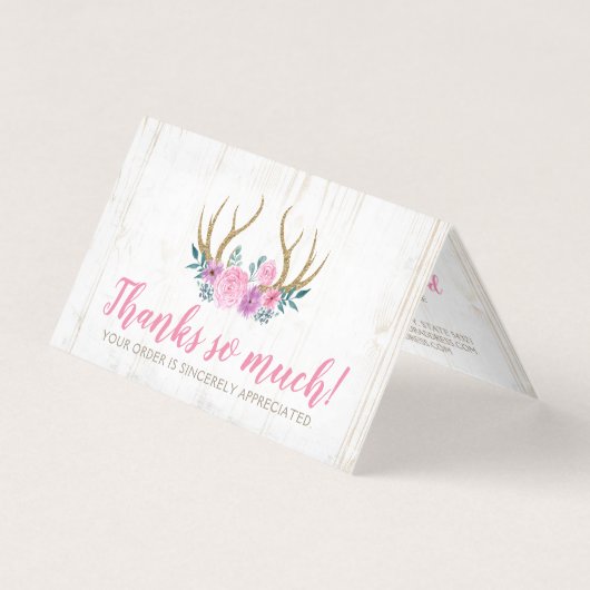Merci Bois rustique & Aquarelle Floral Antlers (Front)