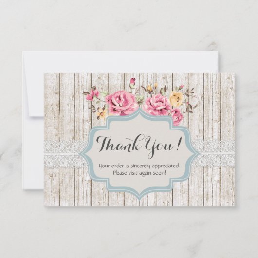 Merci Bois Rustique Floral Chic Usé Vintage (Devant)