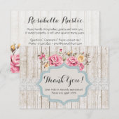 Merci Bois Rustique Floral Chic Usé Vintage (Devant / Derrière)