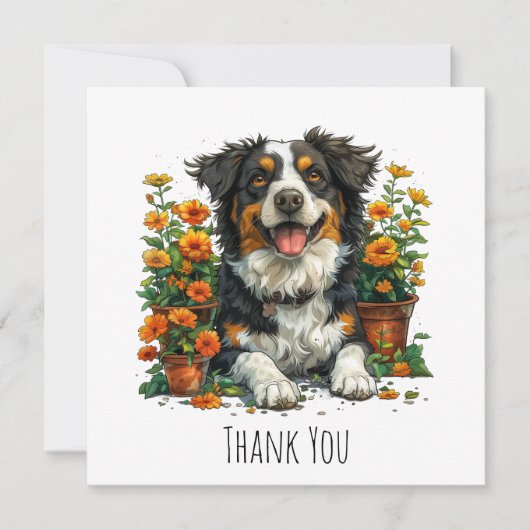 Merci Bordure Collie En Fleurs (Devant)