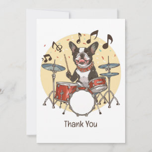 Merci Boston Terrier Chien Jouant de la Batterie