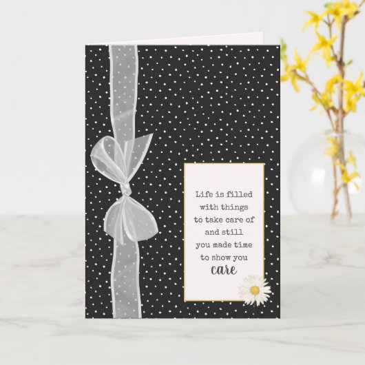 Merci Bow sur carte Pois (Fleur jaune)