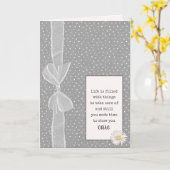 Merci Bow sur carte Pois (Fleur jaune)