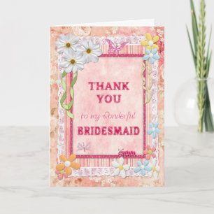 Merci Bridesmaid, carte d'artisanat de fleurs