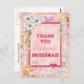 Merci Bridesmaid, carte d'artisanat de fleurs (Devant / Derrière)