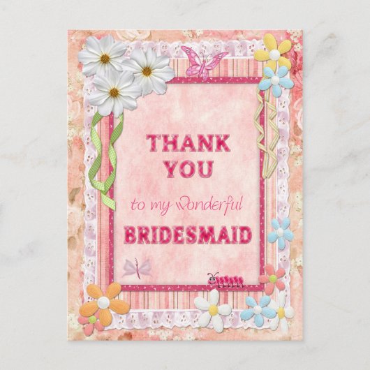 Merci Bridesmaid, carte d'artisanat de fleurs (Devant)
