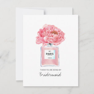 Merci Bridesmaid Pink Peoné et carte de parfum