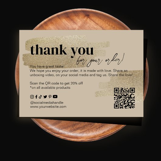 Merci Business Packaging Faux Gold Brush Card