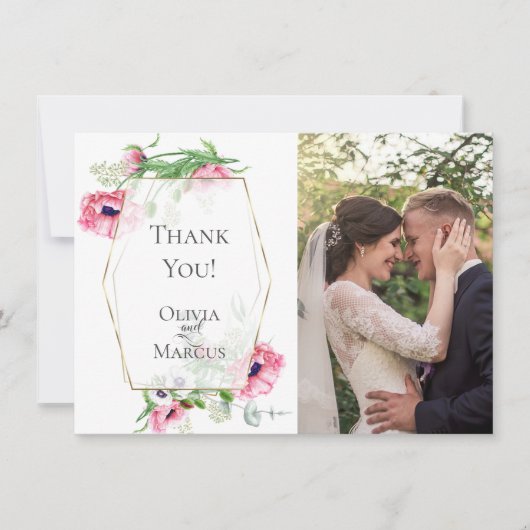 MERCI | Cadre photo botanique Coquelicots roses (Devant)