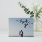 Merci Calligraphie Elegant Chic Photo Carte Postal (Debout devant)