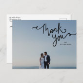 Merci Calligraphie Elegant Chic Photo Carte Postal (Devant / Derrière)