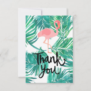 merci calligraphie flamingo feuilles tropicaux
