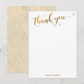 Merci calligraphié or et blanc avec des cœurs (Devant / Derrière)