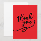 Merci Carte Classique Rouge Clair Unique Simple (Devant / Derrière)