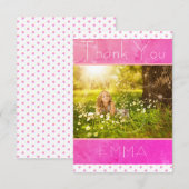 Merci Carte d'anniversaire Girly Pink Stars Photo (Devant / Derrière)