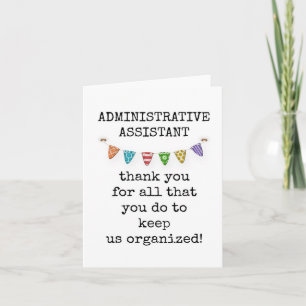 Merci, carte d'appréciation de l'Assistant Admin