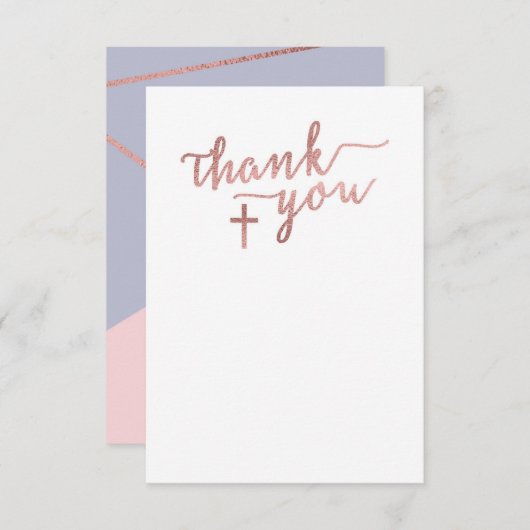 Merci Carte de note, Croix d'or Rose (Devant / Derrière)