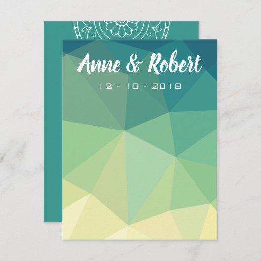 Merci carte de note en mandala jaune vert (Devant / Derrière)