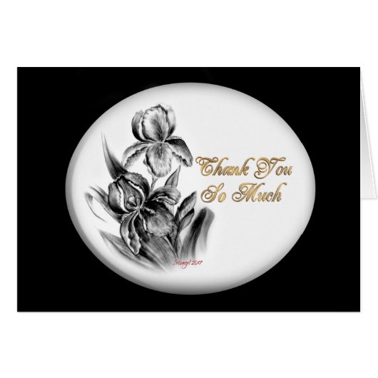 Merci carte de note, Iris croquis (Devant Horizontal)