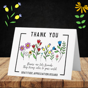 Merci. Carte de remerciements de citation de fleur