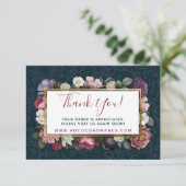 Merci Carte de Rococo Damassé & Fleurs Élégantes (Debout devant)