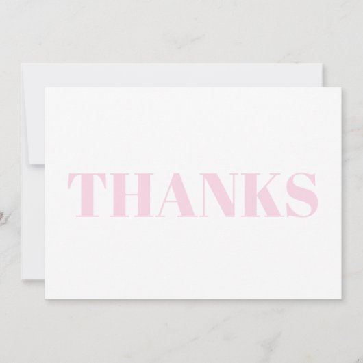 Merci carte de typographie moderne rose clair (Devant)