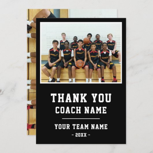 Merci Carte d'entraîneur Nom de l'équipe Photo (Devant / Derrière)