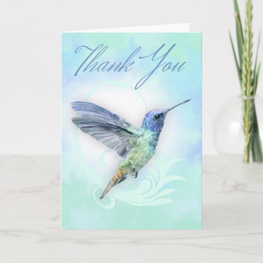 Merci - Carte d'impression de colibri d'aquarelle (Devant)