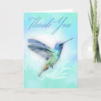 Merci - Carte d'impression de colibri d'aquarelle
