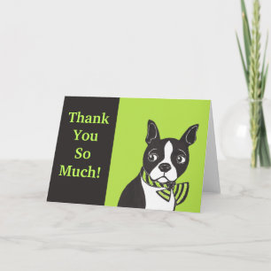Merci ! Carte Green Black Boston Terrier