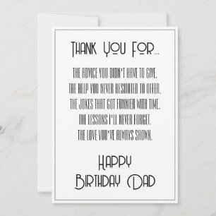 Merci... Carte Joyeux Anniversaire Papa Écriture S