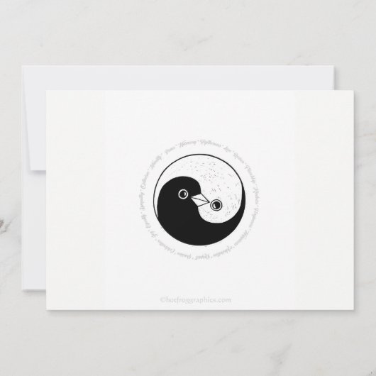 MERCI CARTE MARIAGE b/w Yin Yang colombe Harmony (Dos)