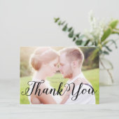 MERCI Carte photo à typographie noire recto & vers (Debout devant)