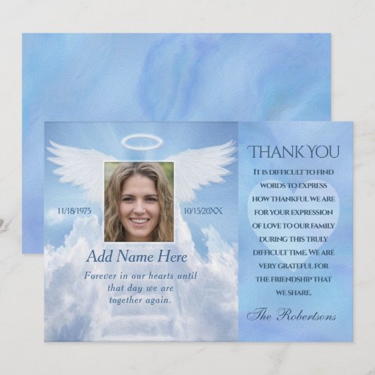 Merci Carte photo Angel Wings (Devant / Derrière)