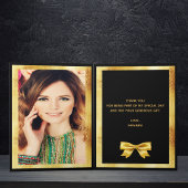 Merci carte photo anniversaire or arc noir