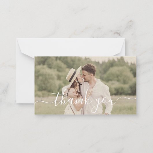 merci carte photo mariage script moderne (Devant)