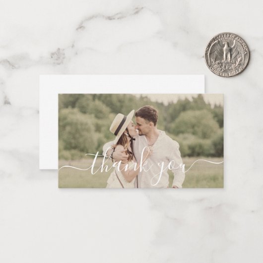 merci carte photo mariage script moderne (Devant/Arrière en situation)