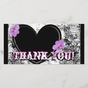 Merci Carte photo, noir, blanc, rose