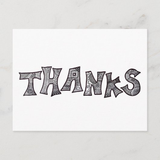 Merci Carte postale en noir et blanc (Devant)