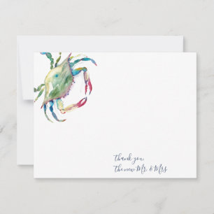 Merci Cartes Aquarelle Crabe Bleu