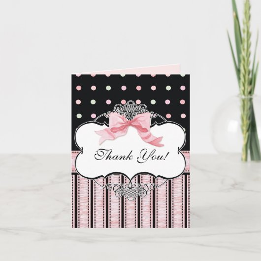 Merci Cartes de notes - French Bow Dot Swirl vs2 (Devant)