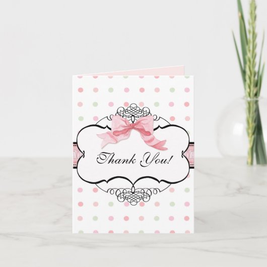 Merci Cartes de notes - French Bow Dot Swirl vs2 (Devant)
